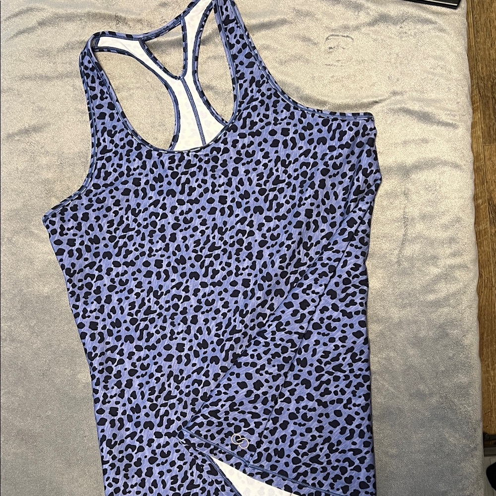 CALIA by Carrie Underwood Blue Leopard Tank Top size L